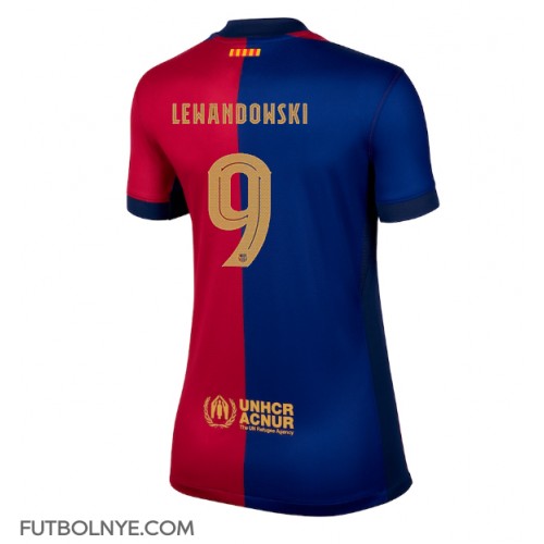 Camiseta Barcelona Robert Lewandowski #9 Primera Equipación para mujer 2024-25 manga corta